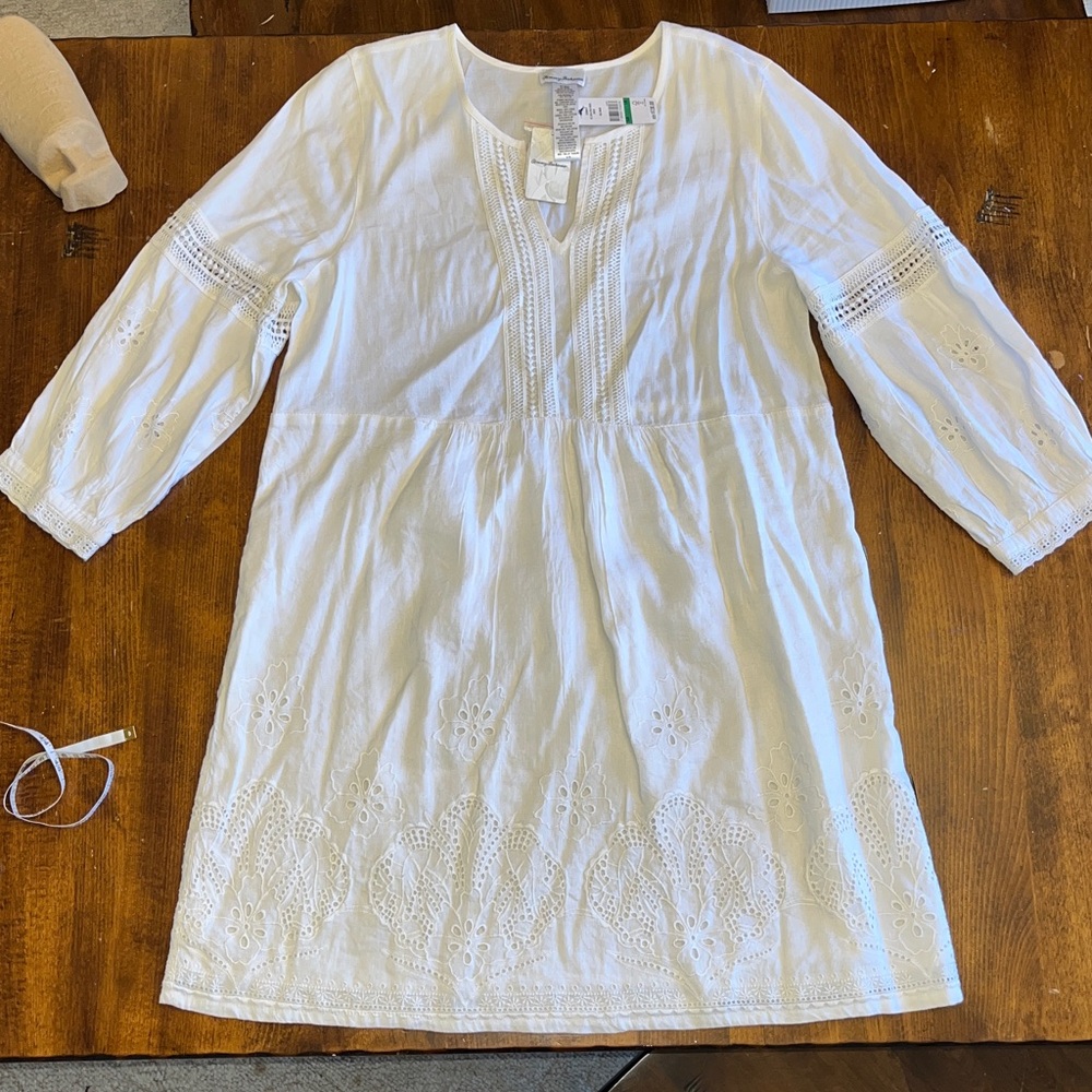 Tommy Bahama St. Lucia Split Neck Dress, Sz L, NEW
